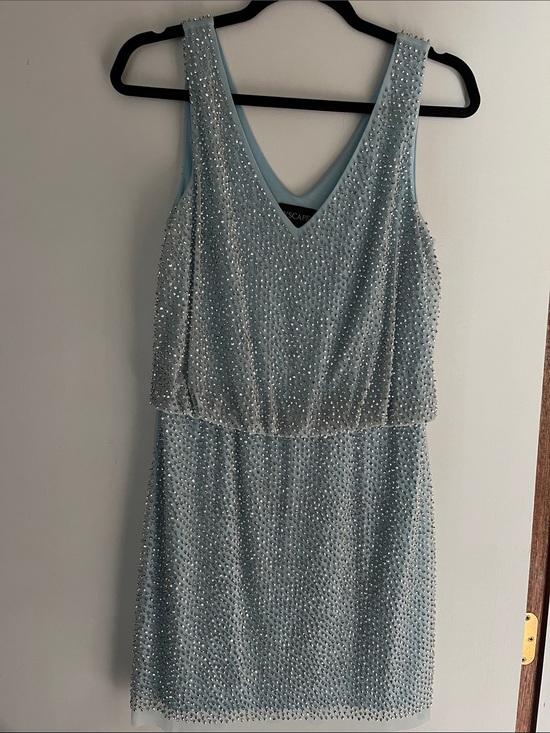 Xscape Dresses & Skirts - Medium Light Blue Beaded V-Neck Dress